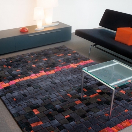 Tapis design noir et rouge premium Mosaic par Arte Espina