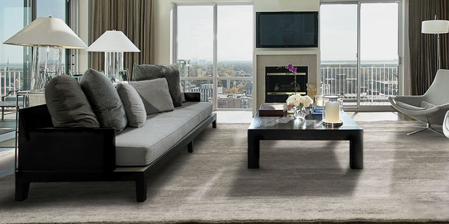 Grand tapis gris argenté Angelo Silky