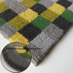 Grand tapis Pixel Vert, Jaune et Gris